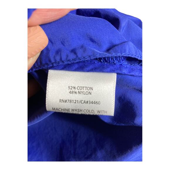 Eileen Fisher Royal Blue Funnel Neck Anorak Utility Windbreaker Jacket - M - Picture 6 of 7